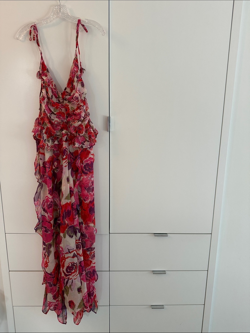Floral Ruffle Maxi Dress - Pink